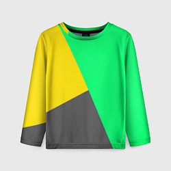 Лонгслив детский Жёлто-серо-зелёный трёхцветный, цвет: 3D-принт