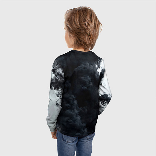 Детский лонгслив Бодибилдер в черном дыму / 3D-принт – фото 4