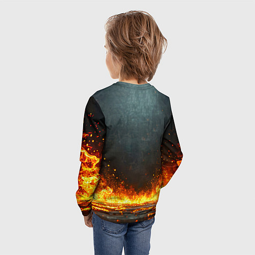 Детский лонгслив Бодибилдер в огне / 3D-принт – фото 4