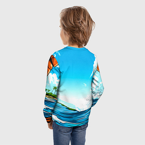 Детский лонгслив Виндсерфинг на волне / 3D-принт – фото 4
