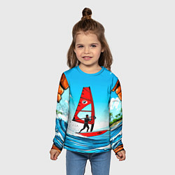 Лонгслив детский Виндсерфинг на волне, цвет: 3D-принт — фото 2