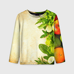 Детский лонгслив Здоровое питание на бежевом