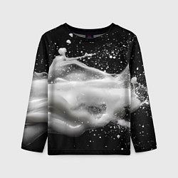 Детский лонгслив Белая текстура на черном фоне