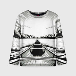 Детский лонгслив Гребля чб