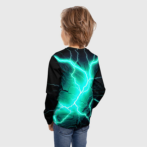 Детский лонгслив Color light blue black / 3D-принт – фото 4