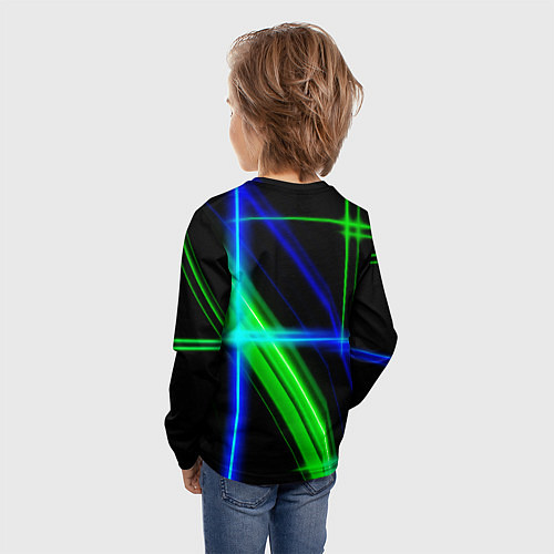 Детский лонгслив Color blue black green / 3D-принт – фото 4