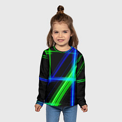 Лонгслив детский Color blue black green, цвет: 3D-принт — фото 2