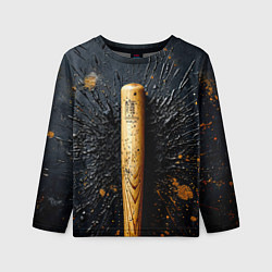 Лонгслив детский Бейсбольная бита на черном, цвет: 3D-принт