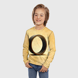 Лонгслив детский Колесо для йоги на бежевом, цвет: 3D-принт — фото 2