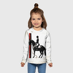 Лонгслив детский Конный спорт на белом, цвет: 3D-принт — фото 2