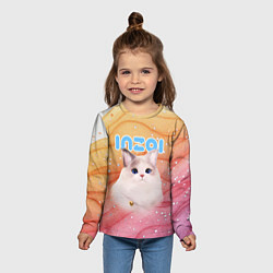 Лонгслив детский Inzoi кошечка на блестящем фоне, цвет: 3D-принт — фото 2