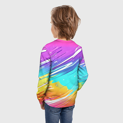 Детский лонгслив Inzoi кошечка на радужном фоне / 3D-принт – фото 4