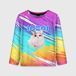 Лонгслив детский Inzoi кошечка на радужном фоне, цвет: 3D-принт
