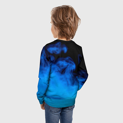 Детский лонгслив Мяч для пинг понга и синий дым / 3D-принт – фото 4