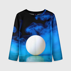 Детский лонгслив Мяч для пинг понга и синий дым
