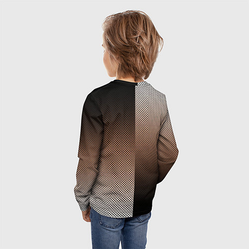 Детский лонгслив Чёрно-коричневый текстурный градиент пополам / 3D-принт – фото 4