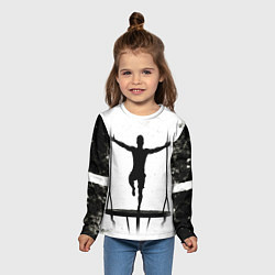 Лонгслив детский Прыжки на батуте черно-белое, цвет: 3D-принт — фото 2