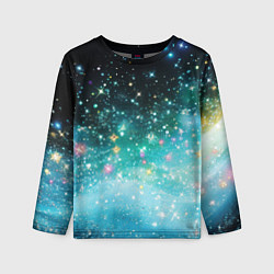 Лонгслив детский Бирюзовые блестки фон, цвет: 3D-принт