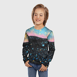 Лонгслив детский Блестящая текстура на черном, цвет: 3D-принт — фото 2