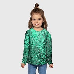 Лонгслив детский Бирюзовый аквамарин абстрактная текстура, цвет: 3D-принт — фото 2