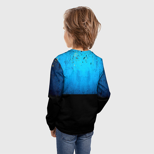 Детский лонгслив Красная кегля на синем / 3D-принт – фото 4