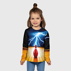 Лонгслив детский Кегля для боулинга и молния, цвет: 3D-принт — фото 2
