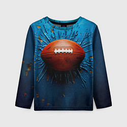 Детский лонгслив Мяч для американского футбола на синем