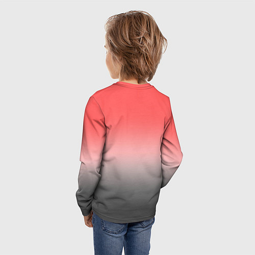 Детский лонгслив Бледный красно-серый градиент / 3D-принт – фото 4