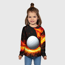 Лонгслив детский Мяч для гольфа в огне, цвет: 3D-принт — фото 2