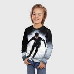 Лонгслив детский Скоростной бег на коньках в черном, цвет: 3D-принт — фото 2