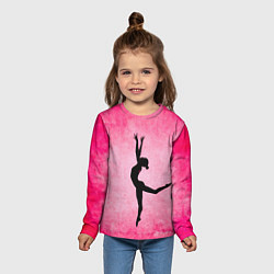 Лонгслив детский Спортивная гимнастика на розовом, цвет: 3D-принт — фото 2