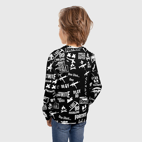 Детский лонгслив Черно белые логотипы игр / 3D-принт – фото 4
