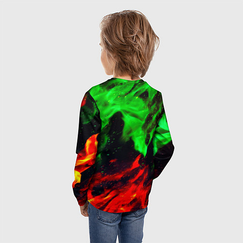 Детский лонгслив Monster energy огонь лого / 3D-принт – фото 4
