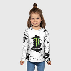 Лонгслив детский Monster energy брызги красок, цвет: 3D-принт — фото 2