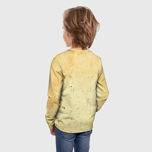 Детский лонгслив Трековый велосипедист на бежевом / 3D-принт – фото 4