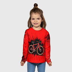 Лонгслив детский Трековый велосипед на красном, цвет: 3D-принт — фото 2