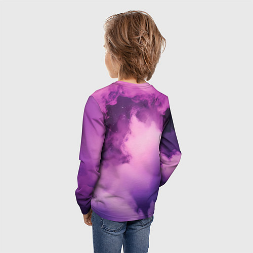 Детский лонгслив Космонавт и фиолетовый космос / 3D-принт – фото 4