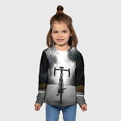 Лонгслив детский Шоссейный велосипед в черном дыму, цвет: 3D-принт — фото 2