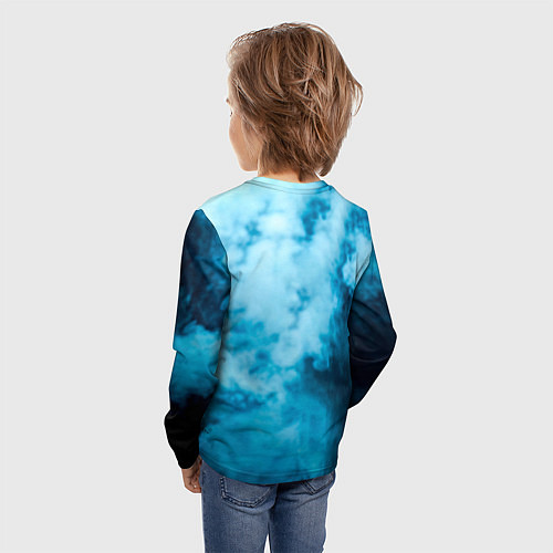 Детский лонгслив Бодибилдер в синем дыму / 3D-принт – фото 4
