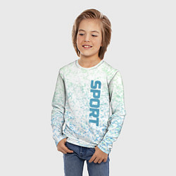 Лонгслив детский Sport бело-голубой, цвет: 3D-принт — фото 2