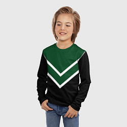 Лонгслив детский Зелёный с чёрным и белые полосы, цвет: 3D-принт — фото 2