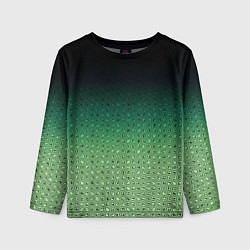 Лонгслив детский Чёрно-зелёный градиент с узором, цвет: 3D-принт