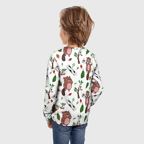 Детский лонгслив Бобер и полено / 3D-принт – фото 4