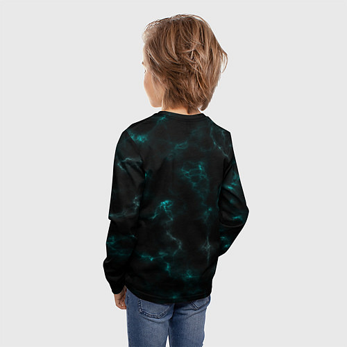 Детский лонгслив Color black turquoise / 3D-принт – фото 4