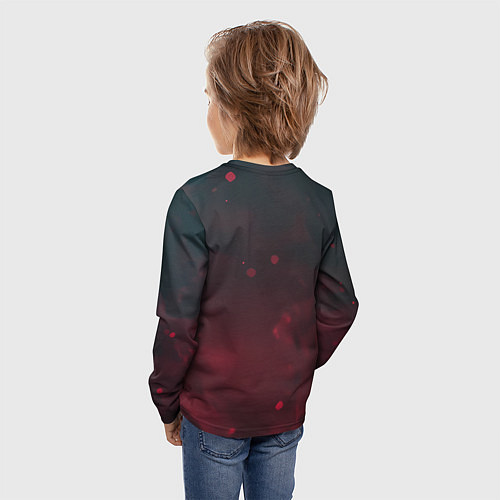 Детский лонгслив Красный скелет космонавта / 3D-принт – фото 4