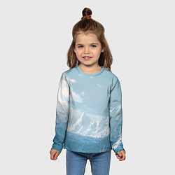 Лонгслив детский Снежный горный хребет светло-голубой, цвет: 3D-принт — фото 2
