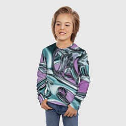 Лонгслив детский Металлическая абстракция на фиолетовом фоне, цвет: 3D-принт — фото 2