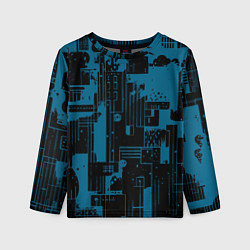 Лонгслив детский Чёрно-синий абстракция геомтеричный, цвет: 3D-принт