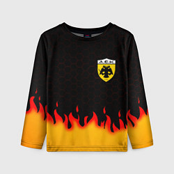Лонгслив детский AEK fire hexagon, цвет: 3D-принт