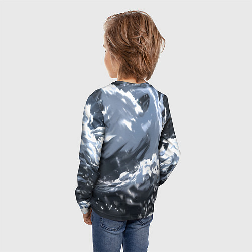 Детский лонгслив Медведь в молниях и облаках / 3D-принт – фото 4